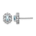 Sterling Silver Rhodium-plated Aquamarine & Diam. Earrings