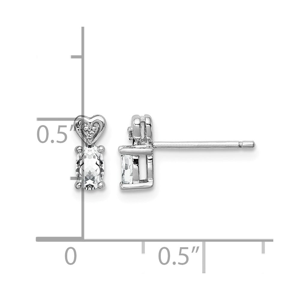 Sterling Silver Rhodium-plated White Topaz & Diam. Earrings