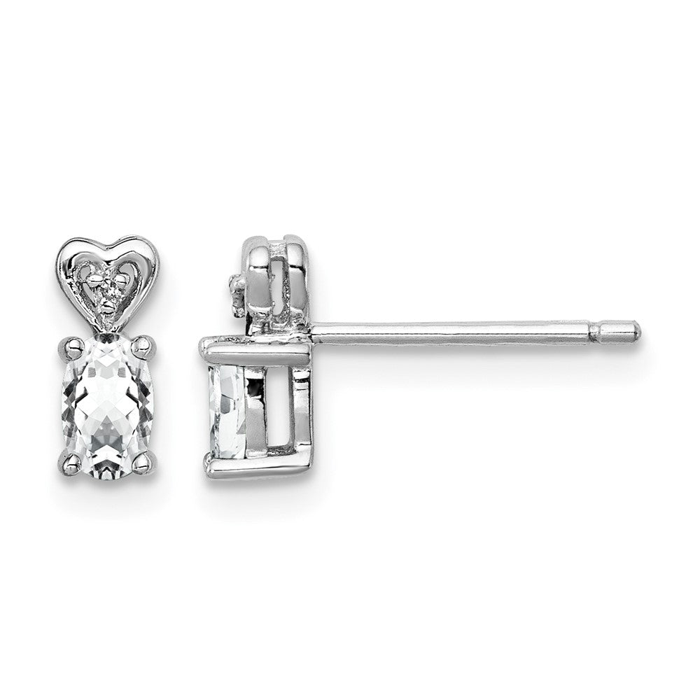 Sterling Silver Rhodium-plated White Topaz & Diam. Earrings