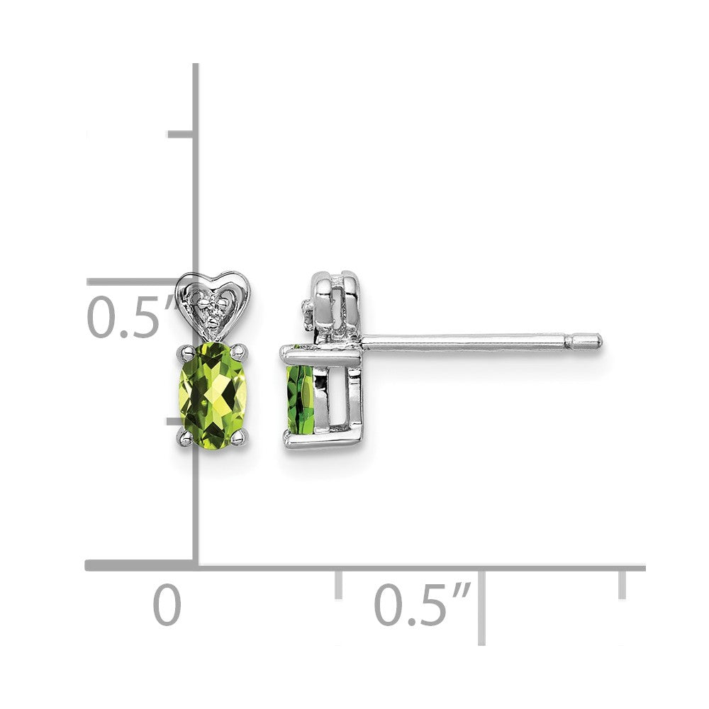 Sterling Silver Rhodium-plated Peridot & Diam. Earrings
