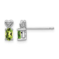 Sterling Silver Rhodium-plated Peridot & Diam. Earrings