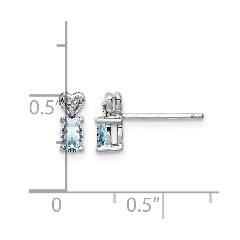 Sterling Silver Rhodium-plated Aquamarine & Diam. Earrings