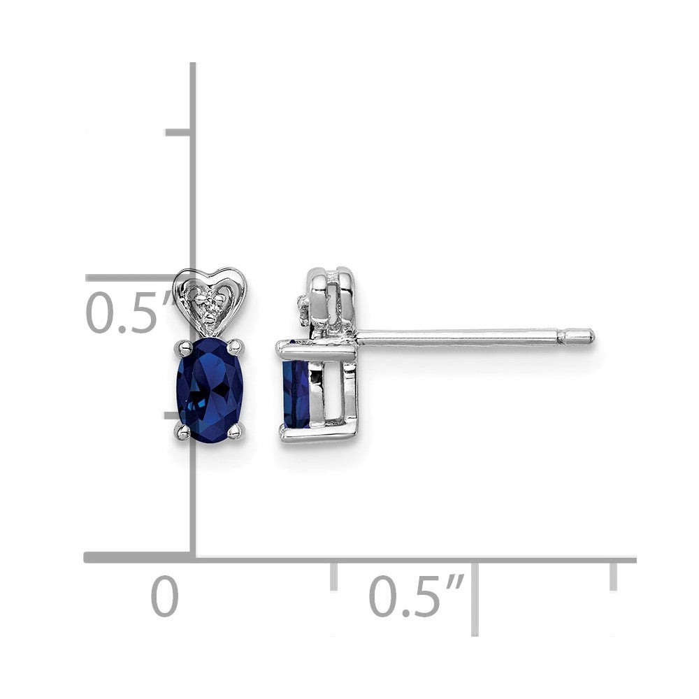 Sterling Silver Rhodium-plated Created Sapphire & Diam. Earrings