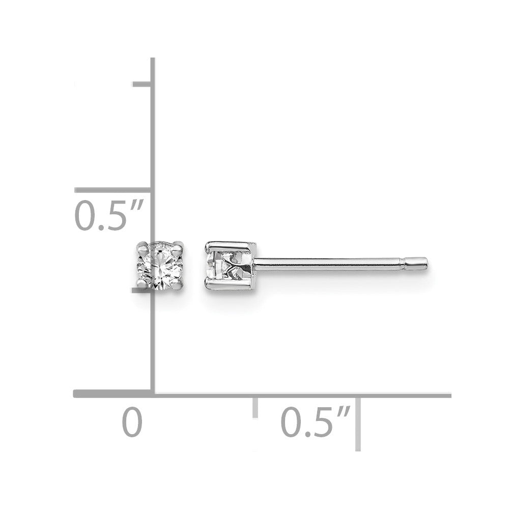 Sterling Silver Rhodium-plated 3mm Round White Topaz Post Earrings