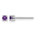 Sterling Silver Rhodium-plated 3mm Round Amethyst Post Earrings