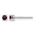 Sterling Silver Rhod-pltd 3mm Round Rhodolite Garnet Post Earrings