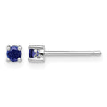 Sterling Silver Rhod-pltd 3mm Round Created Sapphire Post Earrings