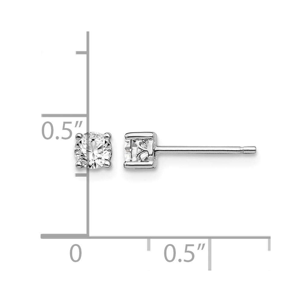 Sterling Silver Rhodium-plated 4mm Round White Topaz Post Earrings
