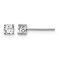 Sterling Silver Rhodium-plated 4mm Round White Topaz Post Earrings
