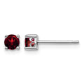 Sterling Silver Rhodium-plated 4mm Round Garnet Post Earrings