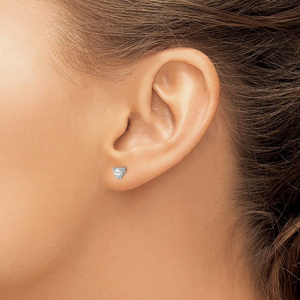 Sterling Silver Rhodium-plated 4mm Heart White Topaz Post Earrings