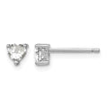 Sterling Silver Rhodium-plated 4mm Heart White Topaz Post Earrings