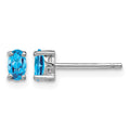 Sterling Silver Rhodium-plated 5x3mm Oval Swiss Blue Topaz Post Earrings