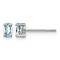 Sterling Silver Rhodium-plated 5x3mm Oval Aquamarine Post Earrings