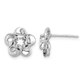 Sterling Silver Rhodium-plated Floral White Topaz Post Earrings