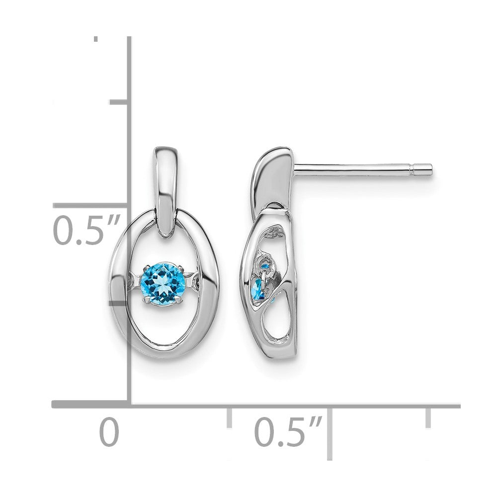 Sterling Silver Rhodium Blue Topaz Birthstone Vibrant Earrings