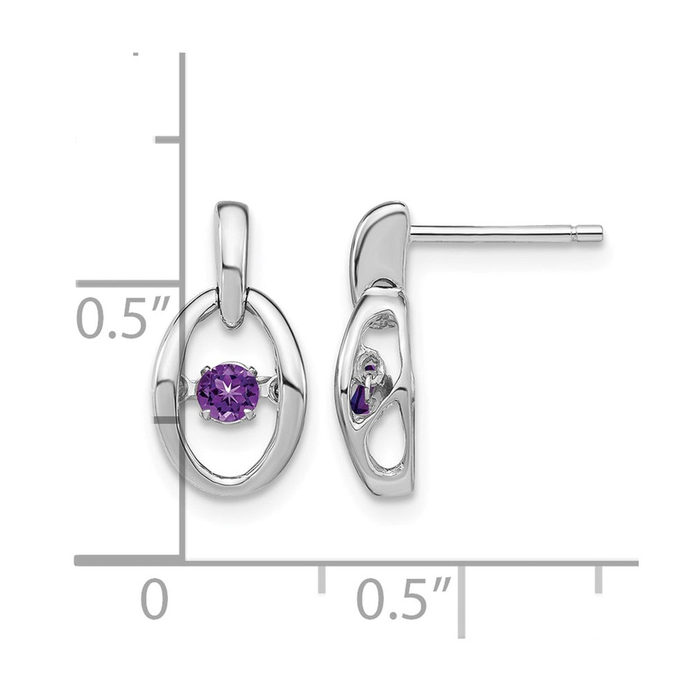Sterling Silver Rhodium Amethyst Birthstone Vibrant Earrings