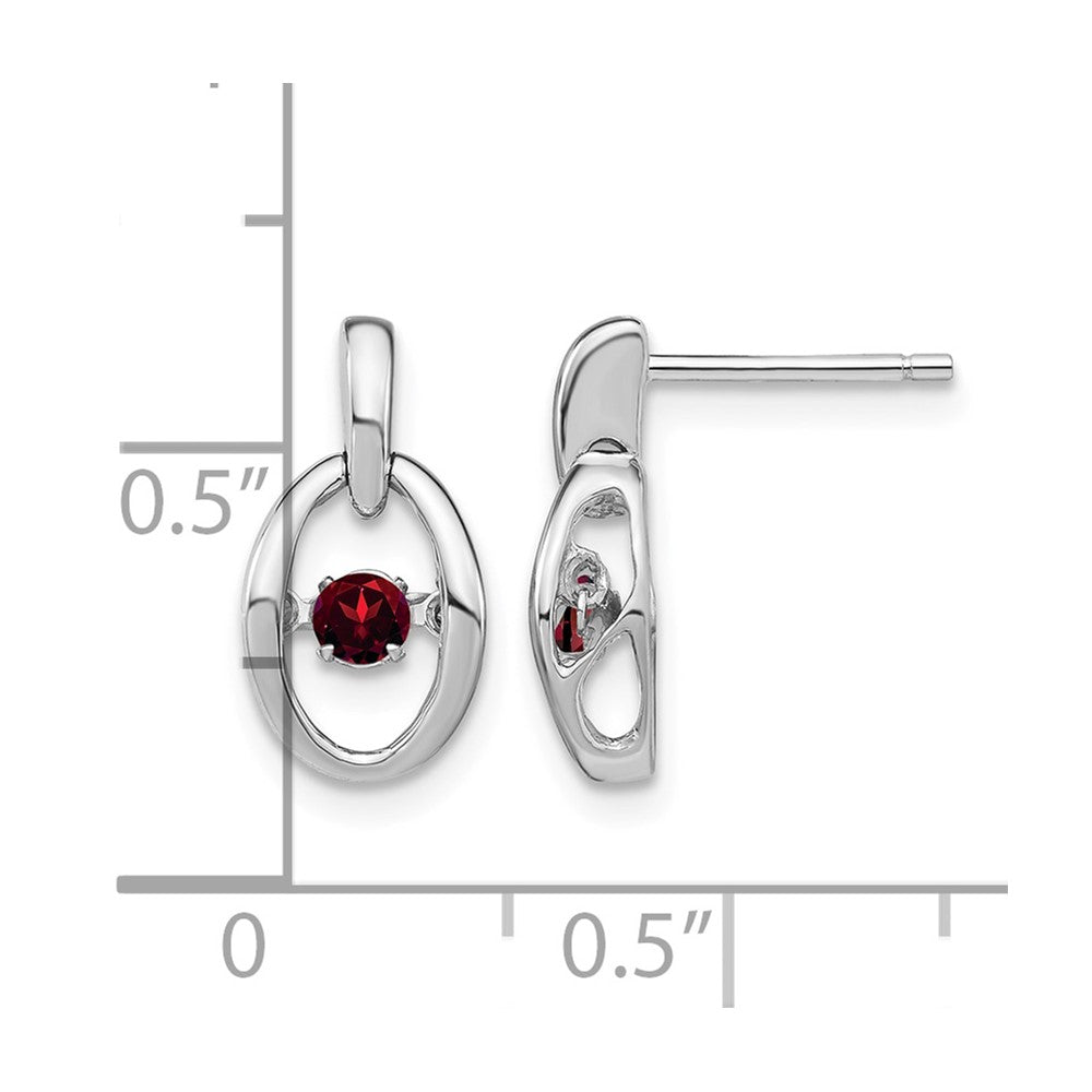Sterling Silver Rhodium Garnet Birthstone Vibrant Earrings