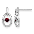 Sterling Silver Rhodium Garnet Birthstone Vibrant Earrings