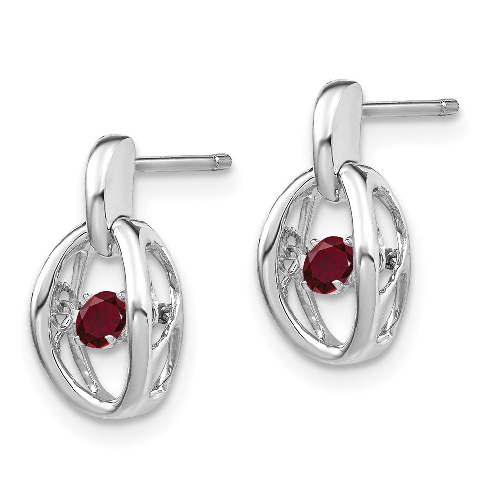 Sterling Silver Rhodium Created Ruby Birthstone Vibrant Earrings