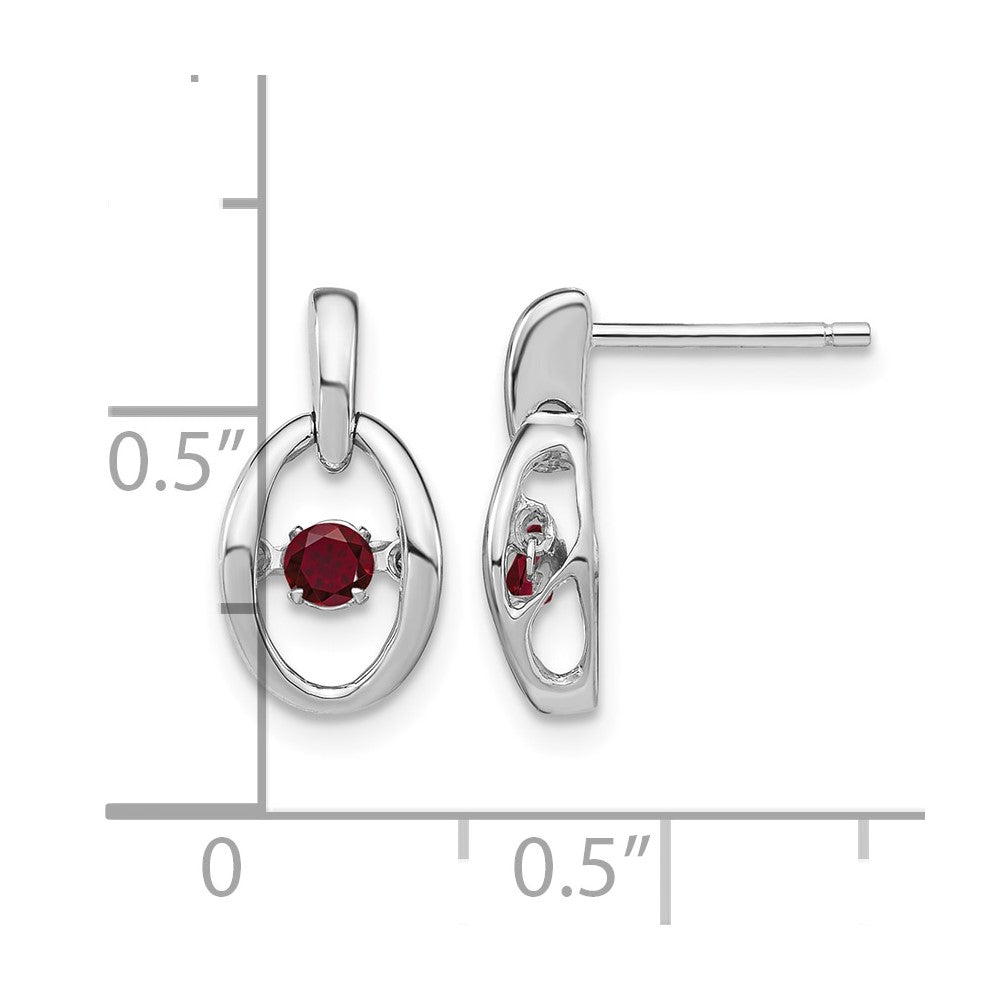 Sterling Silver Rhodium Created Ruby Birthstone Vibrant Earrings