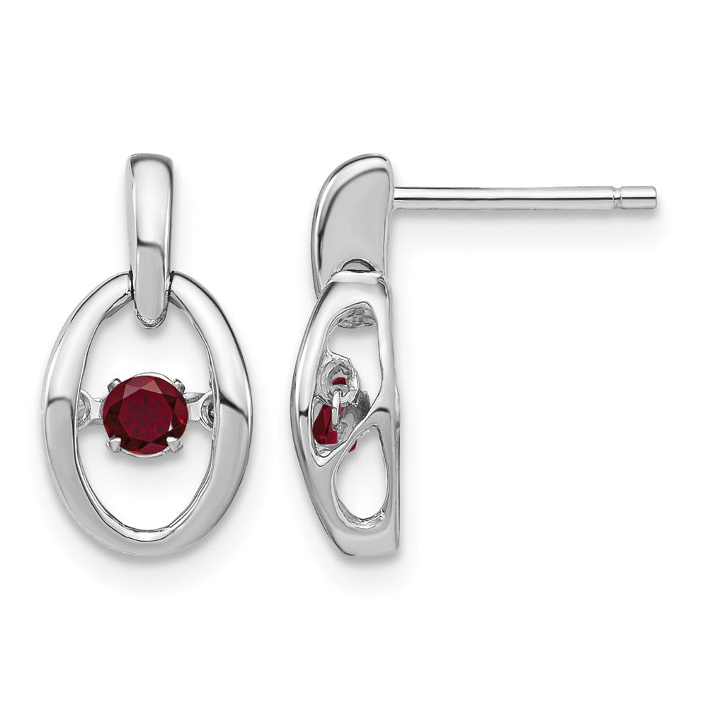 Sterling Silver Rhodium Created Ruby Birthstone Vibrant Earrings