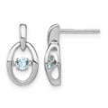 Sterling Silver Rhodium Aquamarine Birthstone Vibrant Earrings