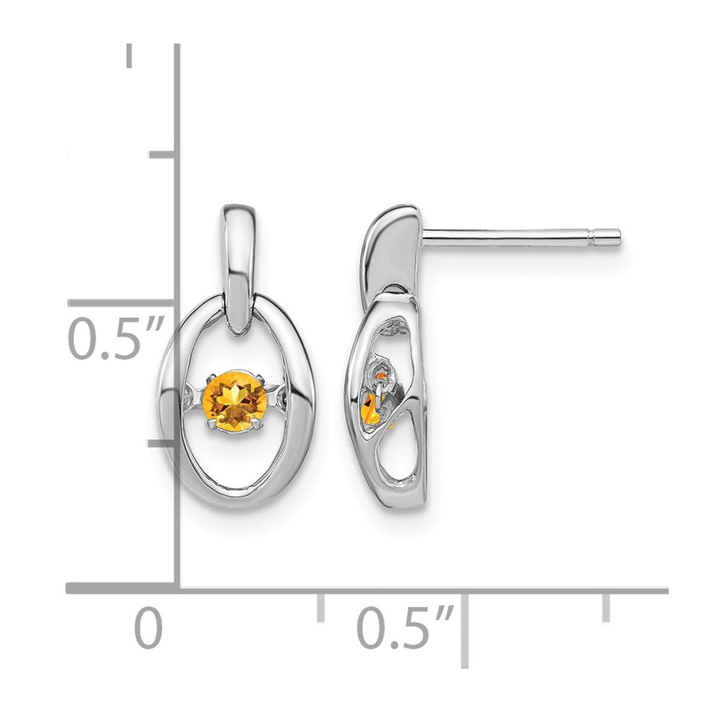 Sterling Silver Rhodium Citrine Birthstone Vibrant Earrings