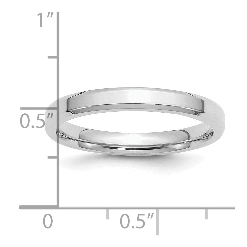 Sterling Silver Rhodium-plated 3mm Bevel Edge Band