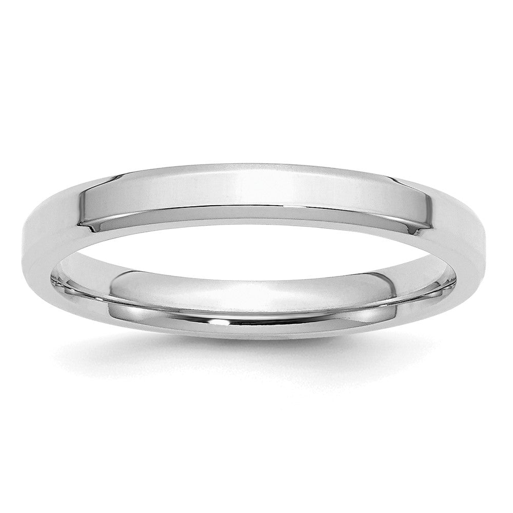 Sterling Silver Rhodium-plated 3mm Bevel Edge Band