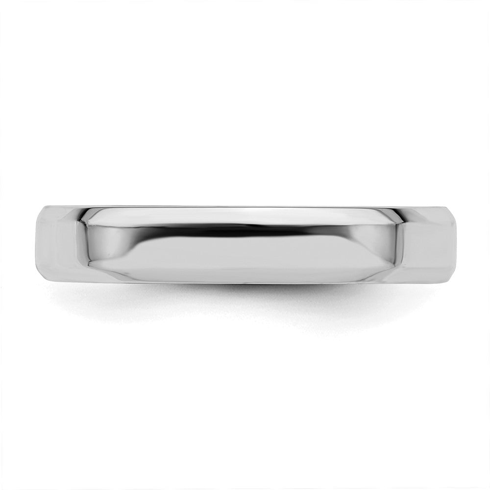 Sterling Silver Rhodium-plated 4mm Bevel Edge Band