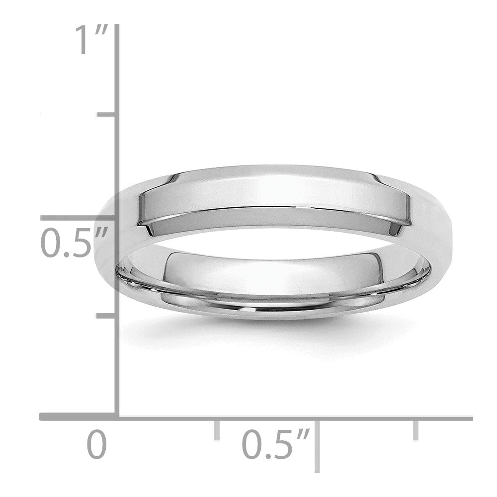 Sterling Silver Rhodium-plated 4mm Bevel Edge Band