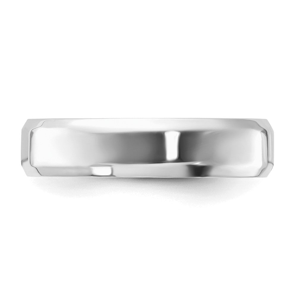 Sterling Silver Rhodium-plated 5mm Bevel Edge Band