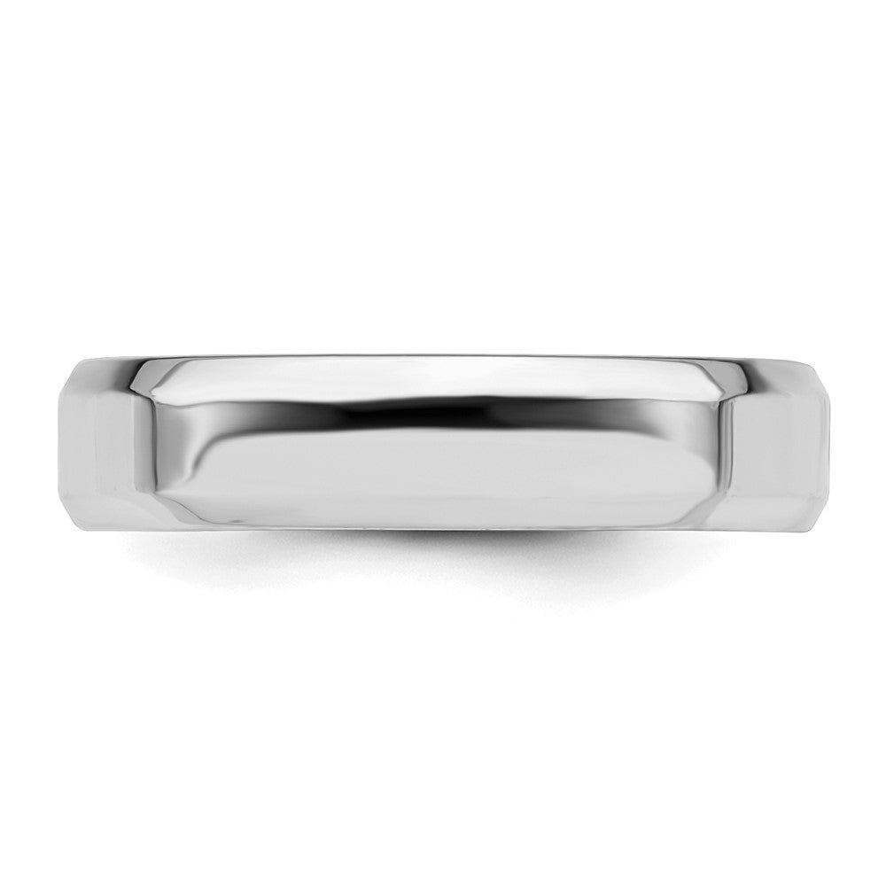 Sterling Silver Rhodium-plated 5mm Bevel Edge Band