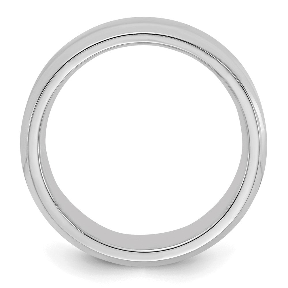 Sterling Silver Rhodium-plated 6mm Bevel Edge Band
