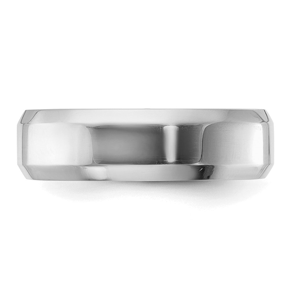 Sterling Silver Rhodium-plated 6mm Bevel Edge Band