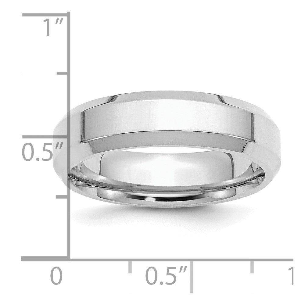 Sterling Silver Rhodium-plated 6mm Bevel Edge Band