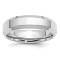 Sterling Silver Rhodium-plated 6mm Bevel Edge Band
