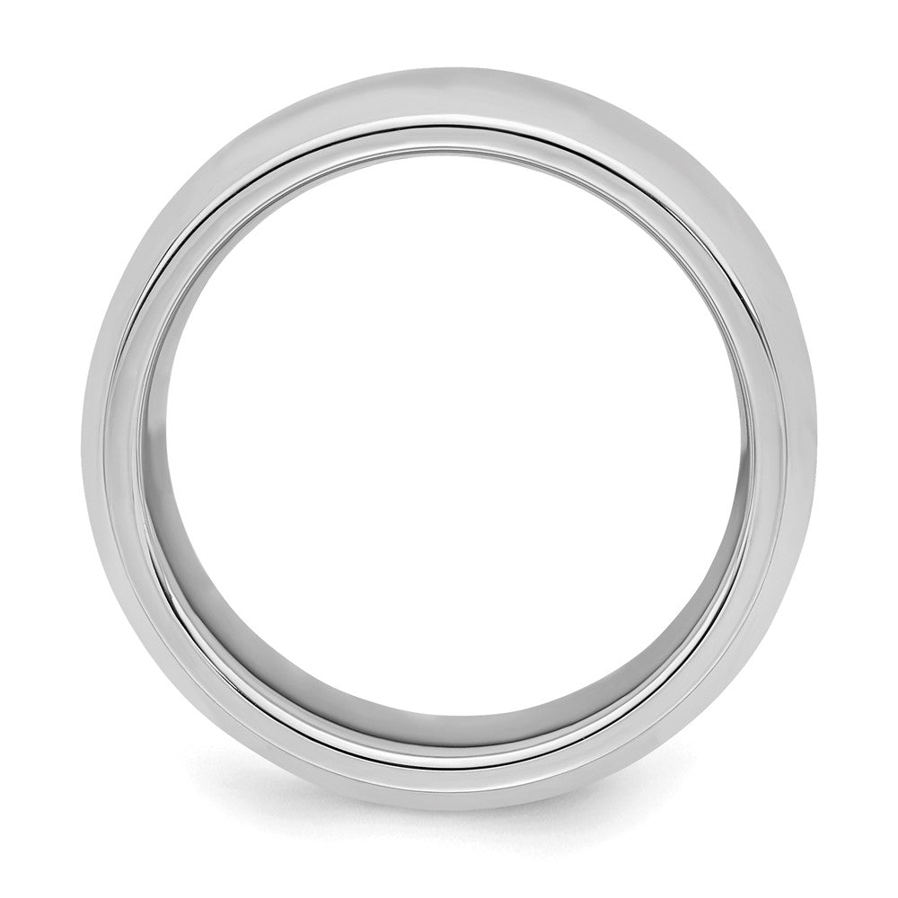 Sterling Silver Rhodium-plated 7mm Bevel Edge Band