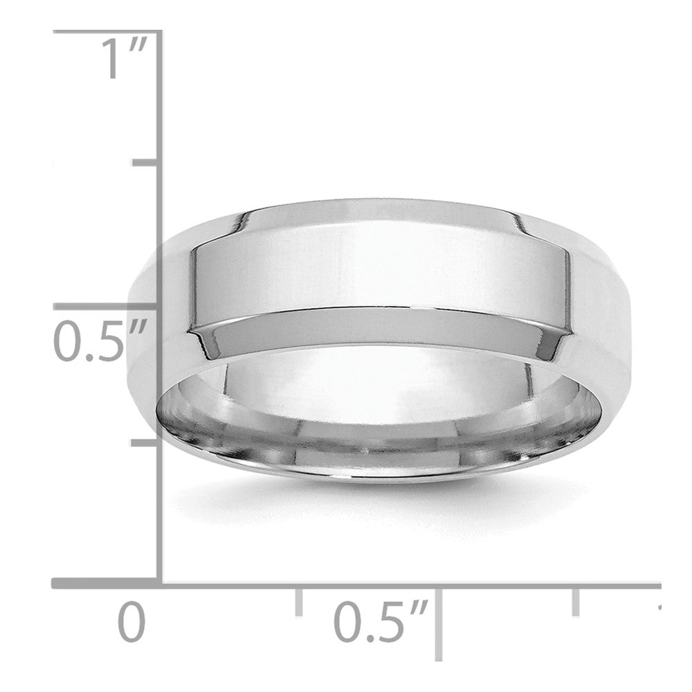 Sterling Silver Rhodium-plated 7mm Bevel Edge Band