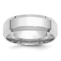 Sterling Silver Rhodium-plated 7mm Bevel Edge Band