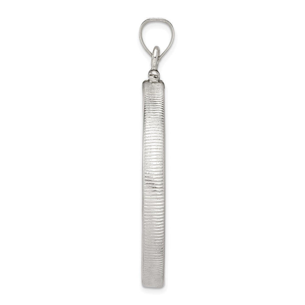 Sterling Silver 38.2 x 2.8mm Screw Top Coin Polished Bezel Pendant