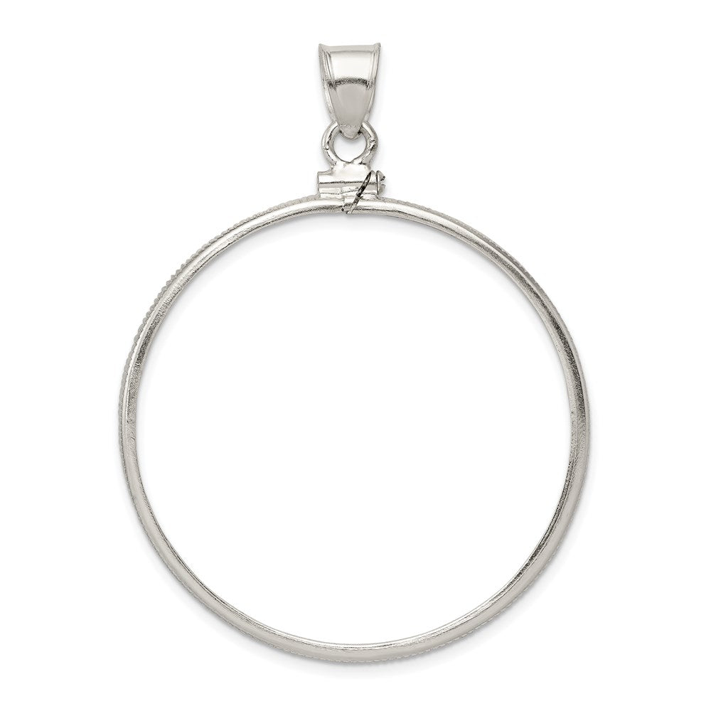 Sterling Silver 38.2 x 2.8mm Screw Top Coin Polished Bezel Pendant