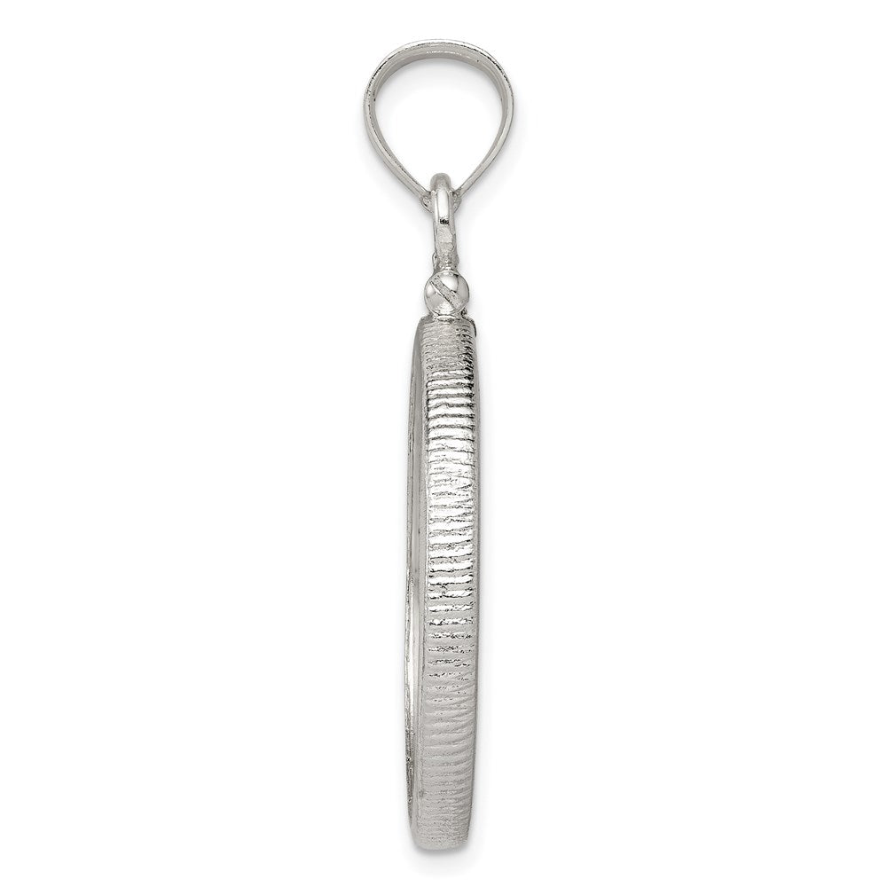 Sterling Silver 24.1 x 1.7mm $0.25 Screw Top Coin Polished Bezel Pendant