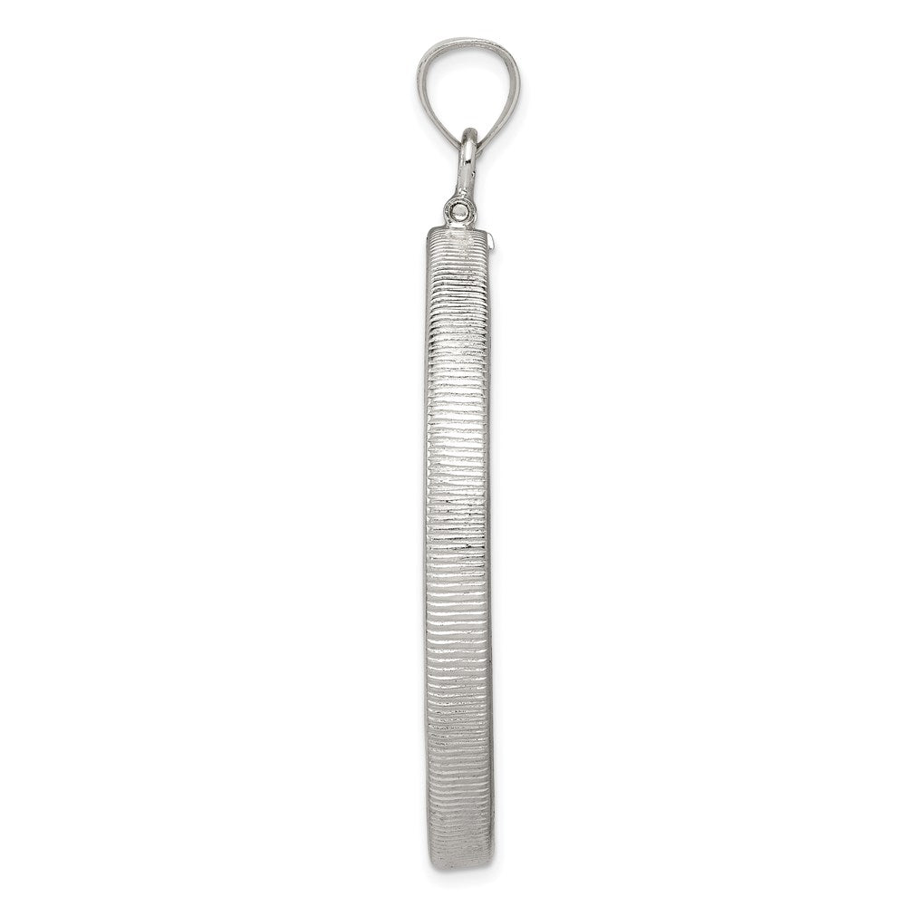 Sterling Silver 40.6 x 3.1mm Screw Top Coin Polished Bezel Pendant