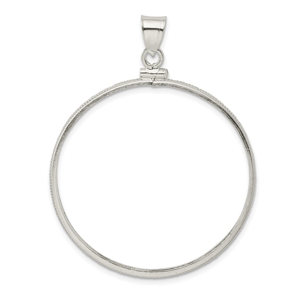 Sterling Silver 40.6 x 3.1mm Screw Top Coin Polished Bezel Pendant