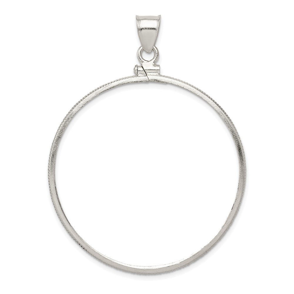 Sterling Silver 40.6 x 3.1mm Screw Top Coin Polished Bezel Pendant