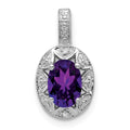 Sterling Silver Rhodium-plated Diam. & Amethyst Pendant