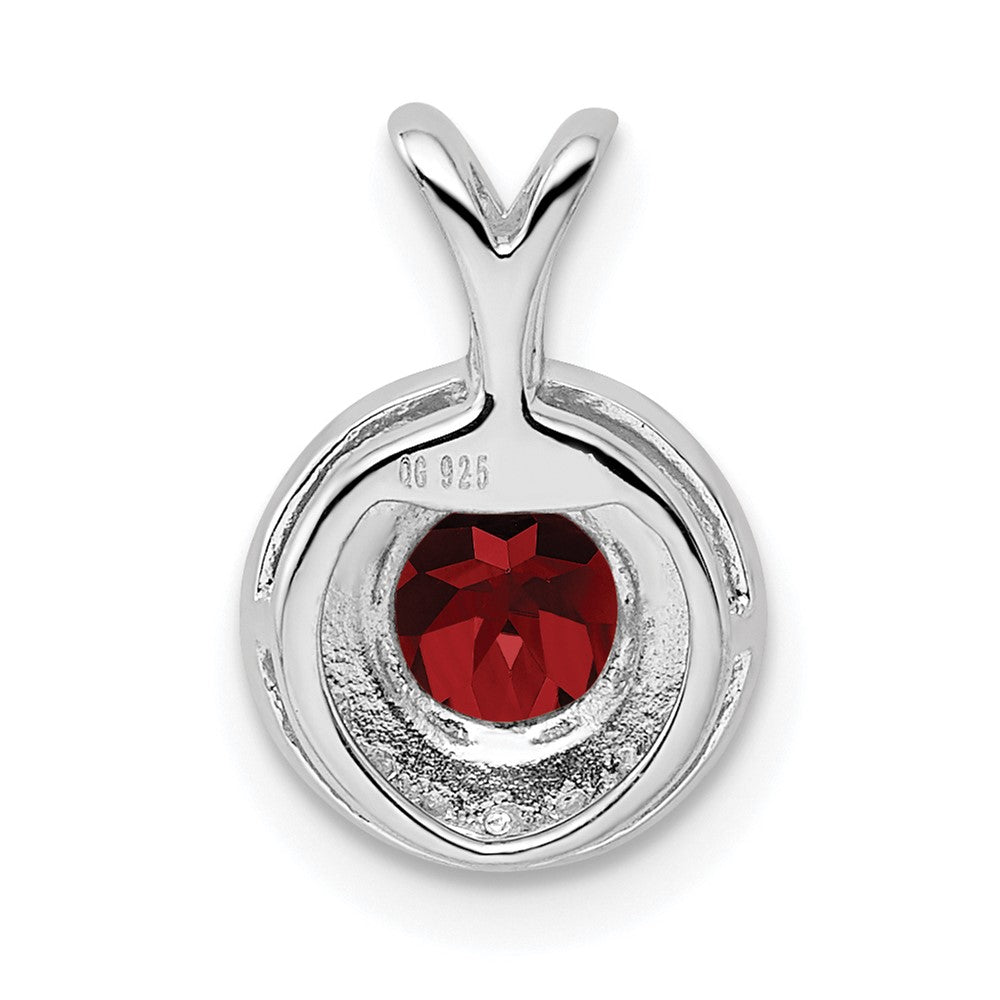 Sterling Silver Rhodium-plated Diam and Created Ruby Pendant