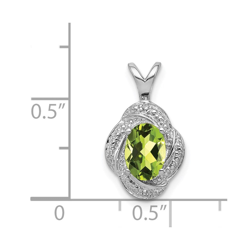 Sterling Silver Rhodium-plated Diam. & Peridot Pendant